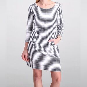Maison Jules NWT Striped Blue and White 3/4 Sleeve Above Knee Shift Dress